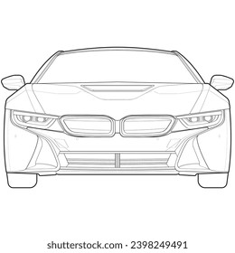 Modellvektorgrafik des Autos. Vorzeigewagen mit Line-Art-Stil. einzelne Vektorgrafik des Autos. handgezeichnete Vektorgrafik.