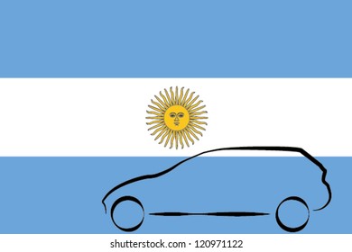 Car Outline Flag Argentina
