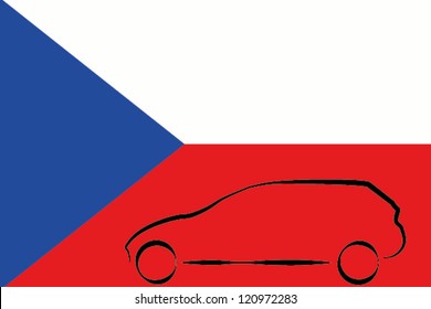 Car Outline Flag Czech Republic