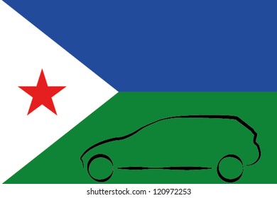 Car Outline Flag Djibouti