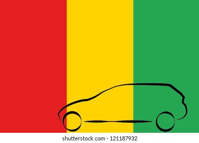 Car Outline Flag Guinea