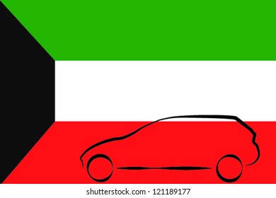 Car Outline Flag Kuwait
