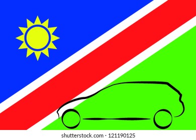 Car Outline Flag Namibia