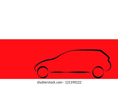 Car Outline Flag Poland