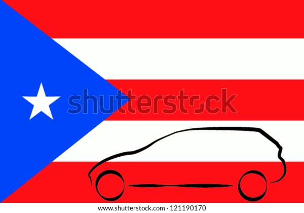 Car Outline Flag Puerto\
Rico