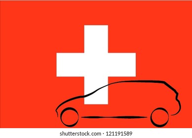 Car outline Flag Switzerland