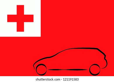 Car outline Flag Tonga