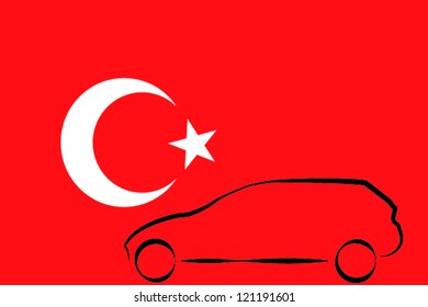 Car outline Flag Turkey