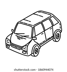 Car Outline Hand Drawn Icon Set Vector