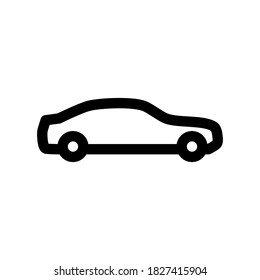 Car outline icon. Black and white item from set, linear vector.