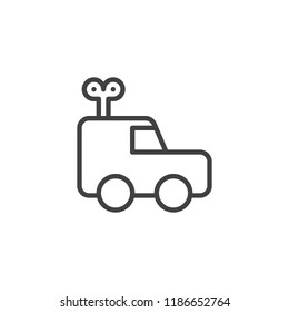 Сlockwork car outline icon. linear style sign for mobile concept and web design. clockwork toy simple line vector icon. Symbol, logo illustration. Pixel perfect vector graphics