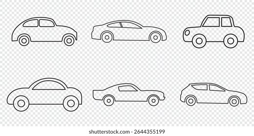 Car outline icon set, Simple transportation linear icon. Editable Stroke