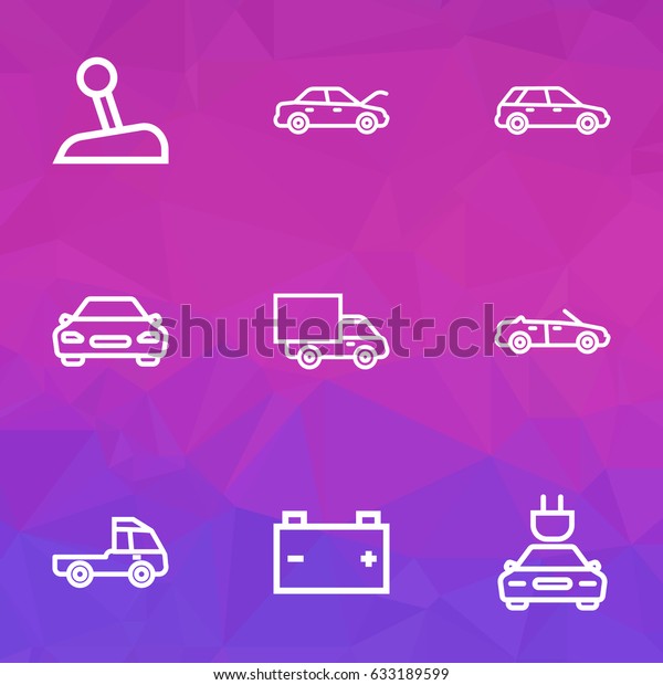 Car Outline Icons Set. Collection Of Stick, Truck,\
Lorry And Other Elements. Also Includes Symbols Such As Truck,\
Motor, Gig.