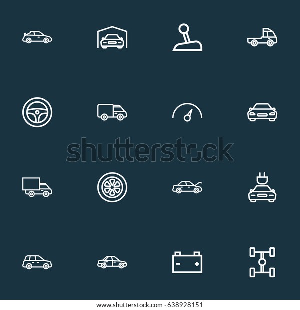 Car Outline Icons Set. Collection Of Sedan,\
Bonnet, Electric Car And Other Elements. Also Includes Symbols Such\
As Wagon, Track, Coupe.