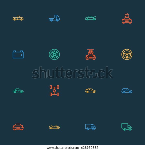Car Outline Icons Set. Collection Of Wheel,\
Carcass, Electric Car And Other Elements. Also Includes Symbols\
Such As Suv, Motor, Mover.