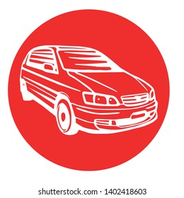 Car outline Illustration on White Background. Vector illustration