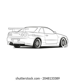 Car outline line art coloring page