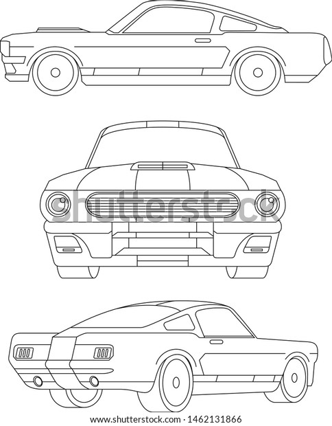 Car\
outline set, Transportation concept\
illustration