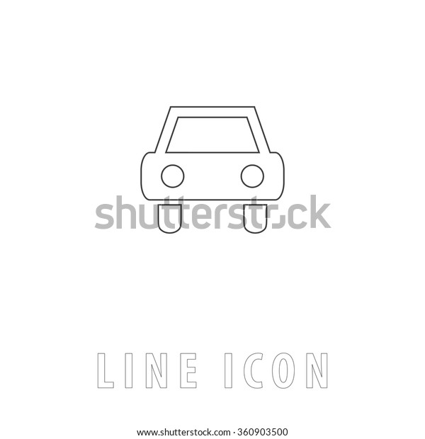 Car Outline simple vector icon on white background.\
Line pictogram with text 