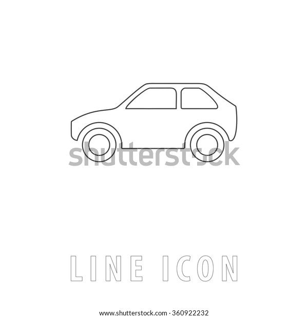Car Outline simple vector icon on white background.\
Line pictogram with text 