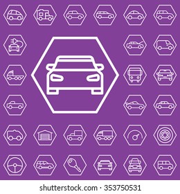 car outline, thin, flat, digital icon set for web and mobile