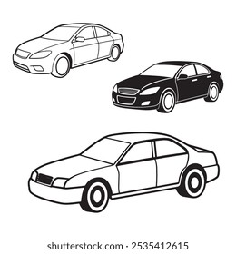 Car outline vector art black color