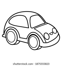 ilustración vectorial de contorno de coche, aislado en fondo blanco para la educación, vista superior