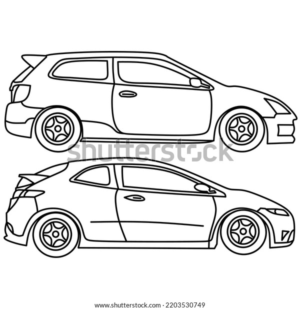 car outline\
vector image for coloring\
book.\
