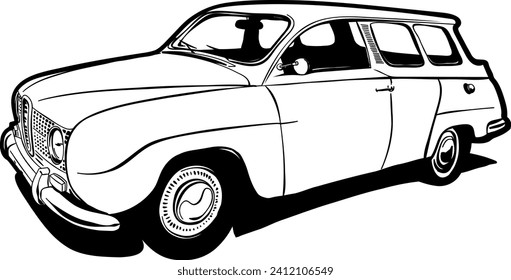 Car outline vector image. Vehicle art.