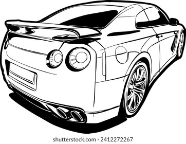 Car outline vector image. Vehicle art.