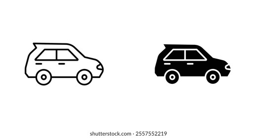 Car outlined and solid icon vector collection.
