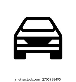 Carro. Ícone de vetor de traçado com contorno e detalhes preenchidos em preto.