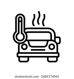 Icono de sobrecalentamiento de coche Ilustración vectorial de contorno