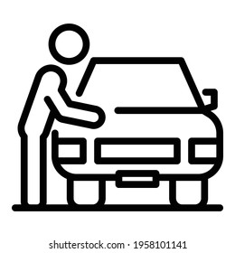 Icono del propietario del coche. Esquema Icono vectorial del propietario del coche para el diseño web aislado en fondo blanco