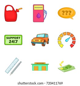 Car owner icons set. Cartoon set of 9 car owner vector icons for web isolated on white background