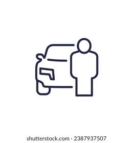 car owner line icon on white