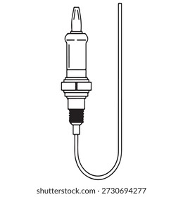 Car Oxygen Sensor Line Art: Automotive Lambda Probe Vector Illustration