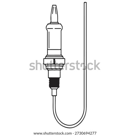 Car Oxygen Sensor Line Art: Automotive Lambda Probe Vector Illustration