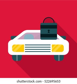 Car and padlock icon. Flat illustration of car vector icon for web design