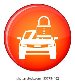 Car with padlock icon in red circle isolated on white background vector illustration