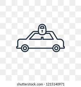 Car with Padlock vector outline icon isolated on transparent background, high quality linear Car with Padlock transparency concept can be used web and mobile