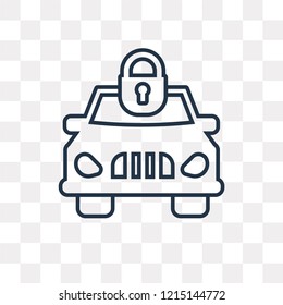 Car and Padlock vector outline icon isolated on transparent background, high quality linear Car and Padlock transparency concept can be used web and mobile