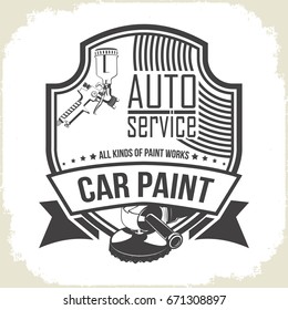 Car paint auto service, monochrome style, vector