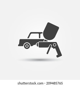 Car Paint Icon - A Car And Paint Sprayer (airbrush) Vector Symbol 