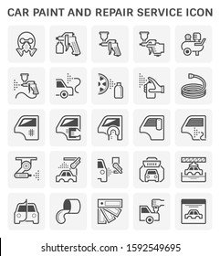 Car Paint And Repair Service Vector Icon Set Design, Editable Stroke And Adjustable.