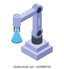 Icono de robot de pintura de auto vector isométrico. Servicio automático. Cuerpo del aerógrafo