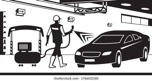 Car paint service – vector illustration