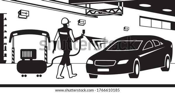 Car paint service –\
vector illustration