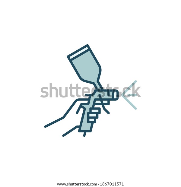 Car Paint Spray Gun in Hand vector concept\
colored icon or logo\
element