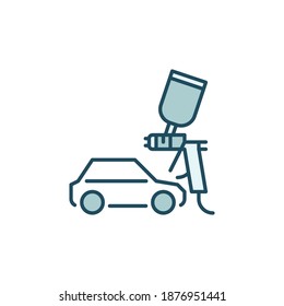 Icono o signo de color del concepto vectorial del vehículo y del pintador